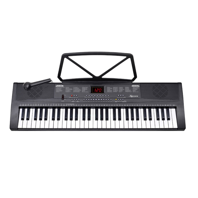 Karrera 61-key Electronic Led Keyboard 75cm Portable Piano In Black With Microphone Input, Headphone Output, 255 Timbres & Rhythms