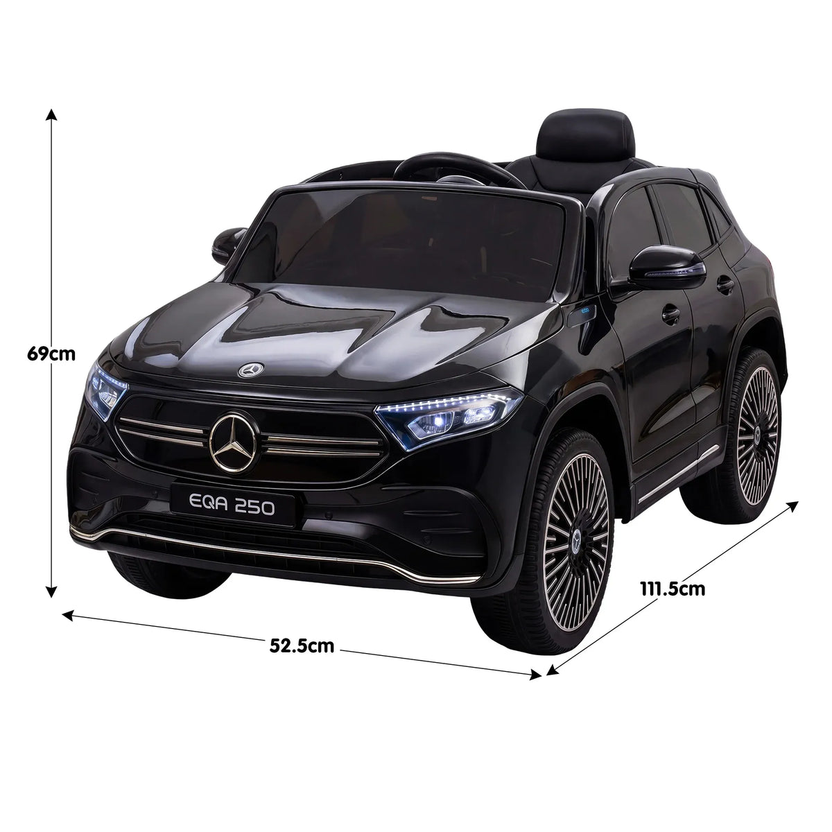Kids ride-on electric car by Everything Baby, Mercedes-Benz EQA 250 model with parental remote control, suitable for children.
