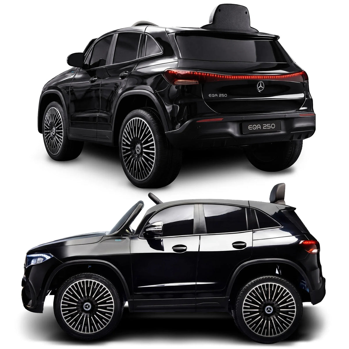 Kids ride-on Mercedes-Benz EQA 250 electric car by Everything Baby with parental remote control, designed for children’s outdoor play.