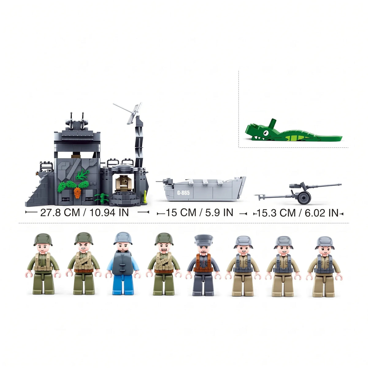 Sluban WWII Atlantic Wall coastal bunker model kit for kids, featuring military defense outpost and D-Day Normandy scene.