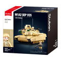 Sluban B0892 M1A2 Abrams tank model kit by Everything Baby, detailed desert military toy with building blocks for kids.