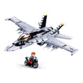 Sluban B0928 FA18 Super Hornet fighter jet model kit from Everything Baby, featuring military air force building blocks for kids.