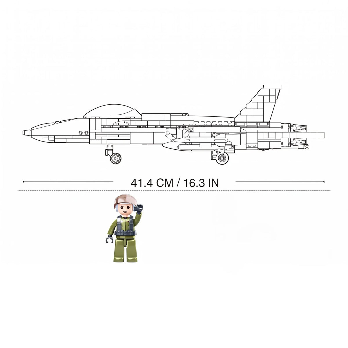 Sluban B0928 FA18 Super Hornet fighter jet model kit by Everything Baby, assembled with colorful building blocks for kids' activity toy.