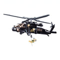 Sluban B1012 UH60 Black Hawk medical rescue helicopter model kit for kids, featuring military air rescue building blocks.