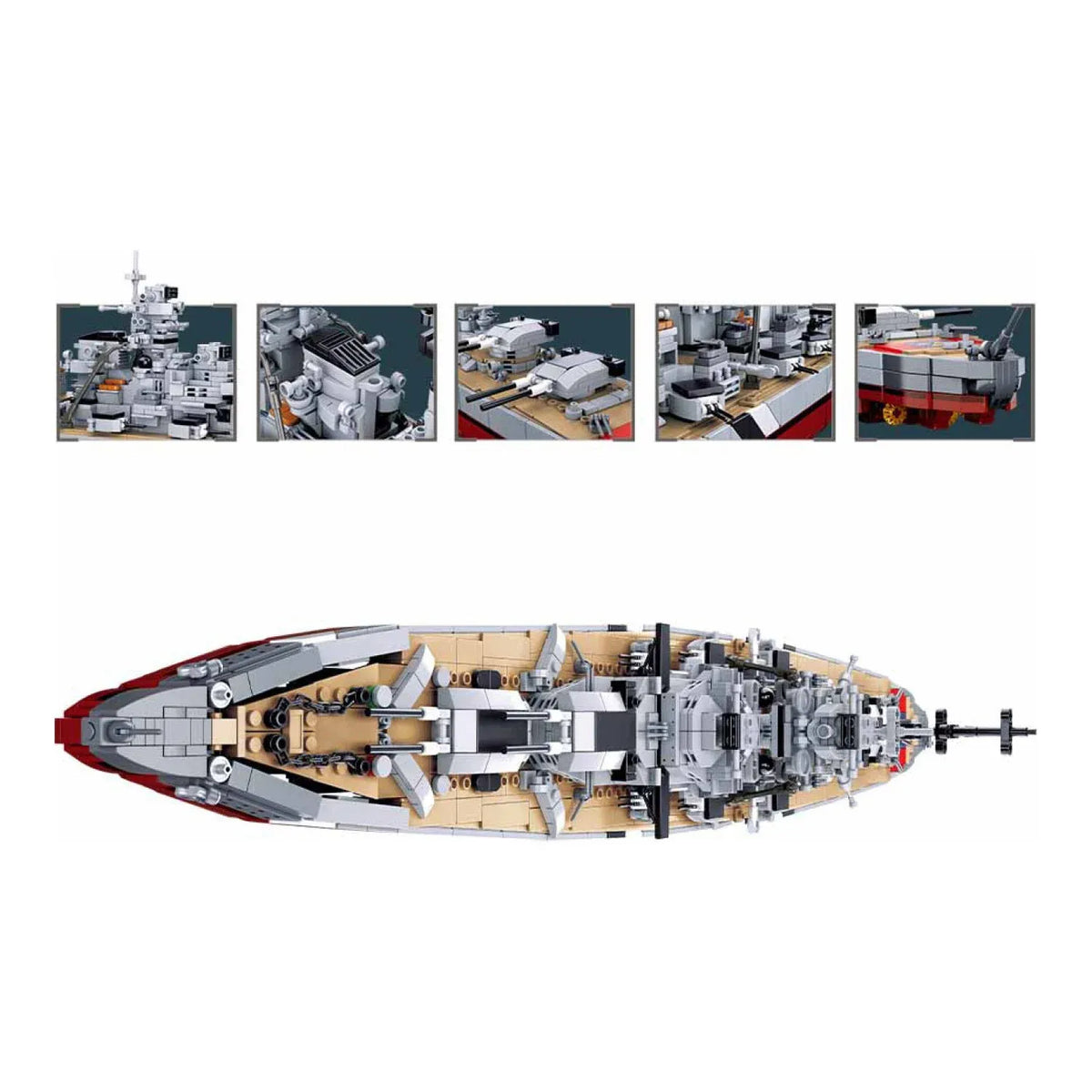 Sluban B1102 WWII Bismarck Battleship model kit with navy vessel military blocks for kids, detailed construction toy for children.