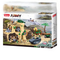 Sluban WWII Battle of Iwo Jima Diorama model kit with military landing craft, bunker, and army base blocks for kids' activity toy
