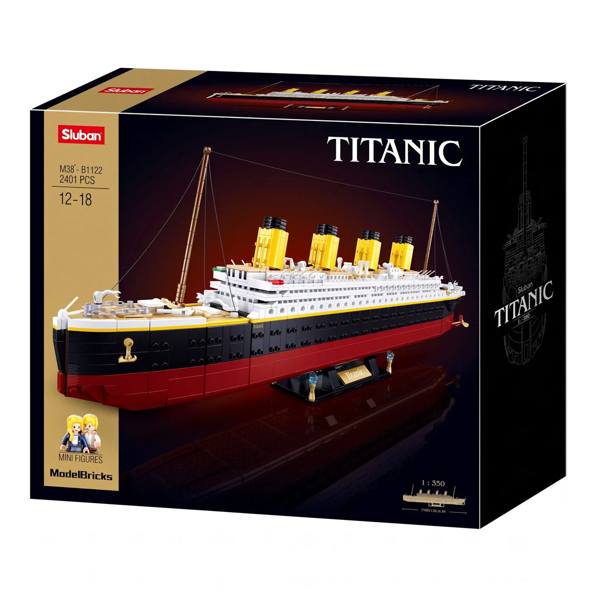 Sluban B1122 RMS Titanic model kit for kids, detailed 1:350 scale cruise ship maritime building blocks toy, DIY construction set
