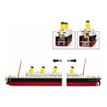 Detailed image of the Sluban B1122 RMS Titanic model kit with maritime building blocks, designed for kids' activity and creativity.