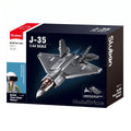 Sluban B1186 Chinese J35 Carrier Fighter stealth jet model kit for kids, featuring detailed building blocks and aircraft design.