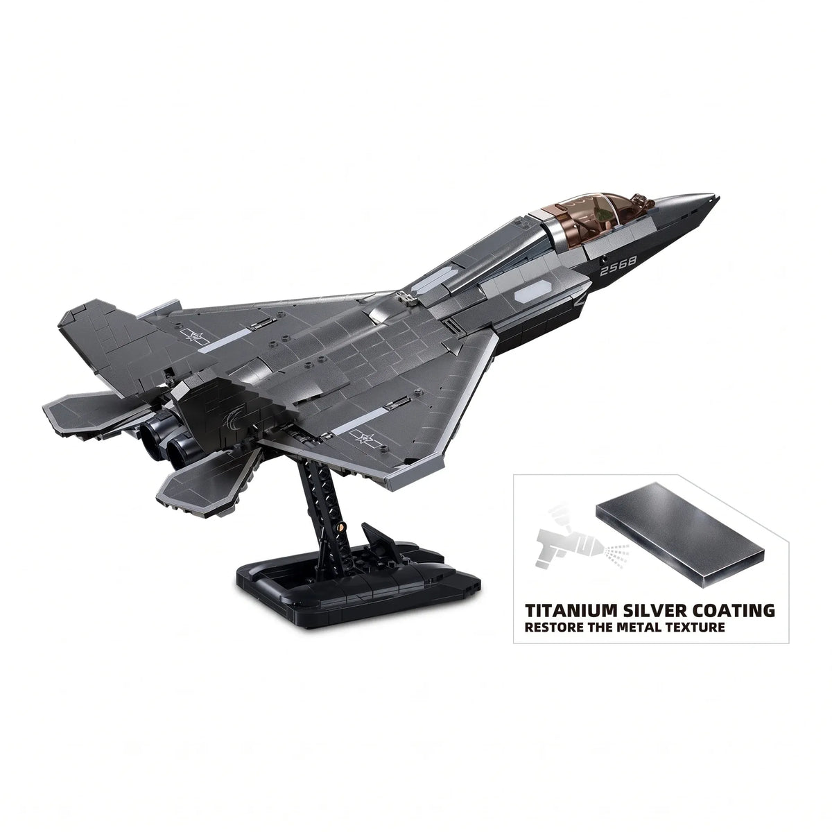 Sluban B1186 Chinese J35 Carrier Fighter stealth jet model kit with building blocks, suitable for kids and DIY toy enthusiasts.