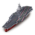 Sluban B1188 aircraft carrier model kit showing the detailed Fujian Type 003 Chinese PLAN warship with navy vessel design.