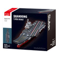Sluban B1189 aircraft carrier model kit resembling Shandong Type 002 PLAN warship with navy vessel blocks for kids' activity toy.