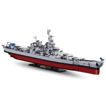 Sluban B1291 USS Missouri BB63 battleship model kit with detailed WWII Navy warship toy blocks for kids and kids' activity play