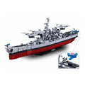 Sluban B1291 USS Missouri BB63 battleship model kit with miniature warship blocks, detailed WWII Navy vessel toy for kids