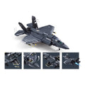 Sluban B1361 F35 Lightning Stealth Fighter jet model kit for kids, featuring detailed USAF airplane building blocks toy.