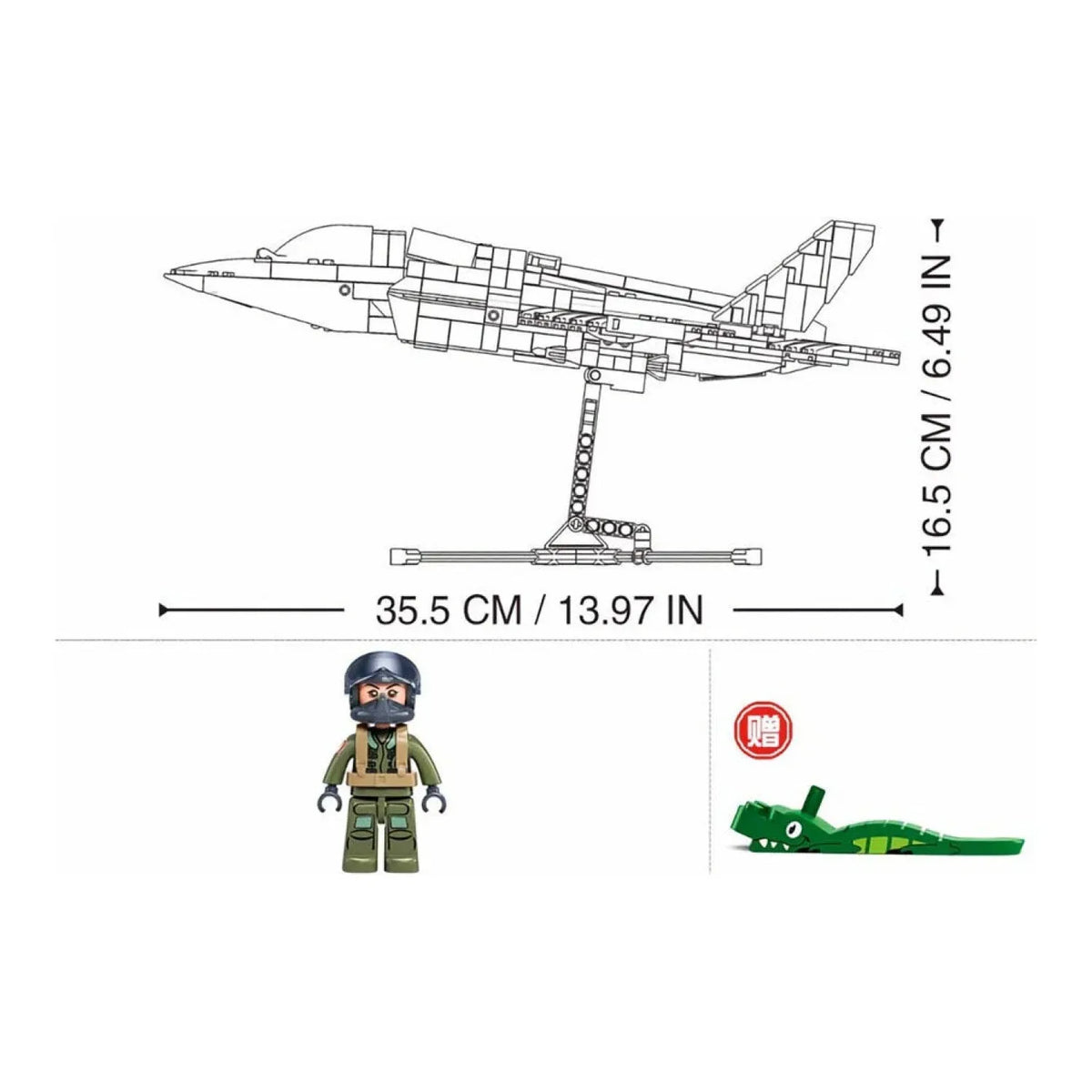 Sluban B1361 F35 Lightning stealth fighter jet model kit for kids, featuring detailed USAF fighter plane building blocks toy.