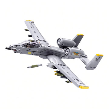 Sluban B1362 A10 Warthog attack jet fighter model kit for kids, featuring detailed USAF military building blocks toy.