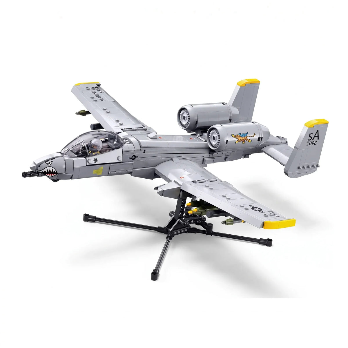 Sluban B1362 A10 Warthog attack jet fighter model kit for kids, featuring detailed military aircraft building blocks from Everything Baby.