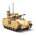 Sluban B1363 M3A3 Bradley armored infantry vehicle model kit with military building blocks for kids, assembled and detailed.