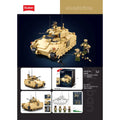 Sluban B1363 M3A3 Bradley armored infantry vehicle model kit, detailed military toy for kids, featuring modern US Army design.