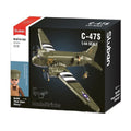 Sluban B1366 C47 Skytrain model kit, WWII cargo aircraft building blocks toy for kids, assembled with detailed airplane parts.