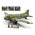 Sluban B1366 C47 Skytrain aircraft model kit for kids, detailed WWII Air Force cargo transport building blocks toy.