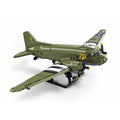 Sluban B1366 C47 Skytrain aircraft model kit for kids, featuring WWII air force cargo transport building blocks toy.