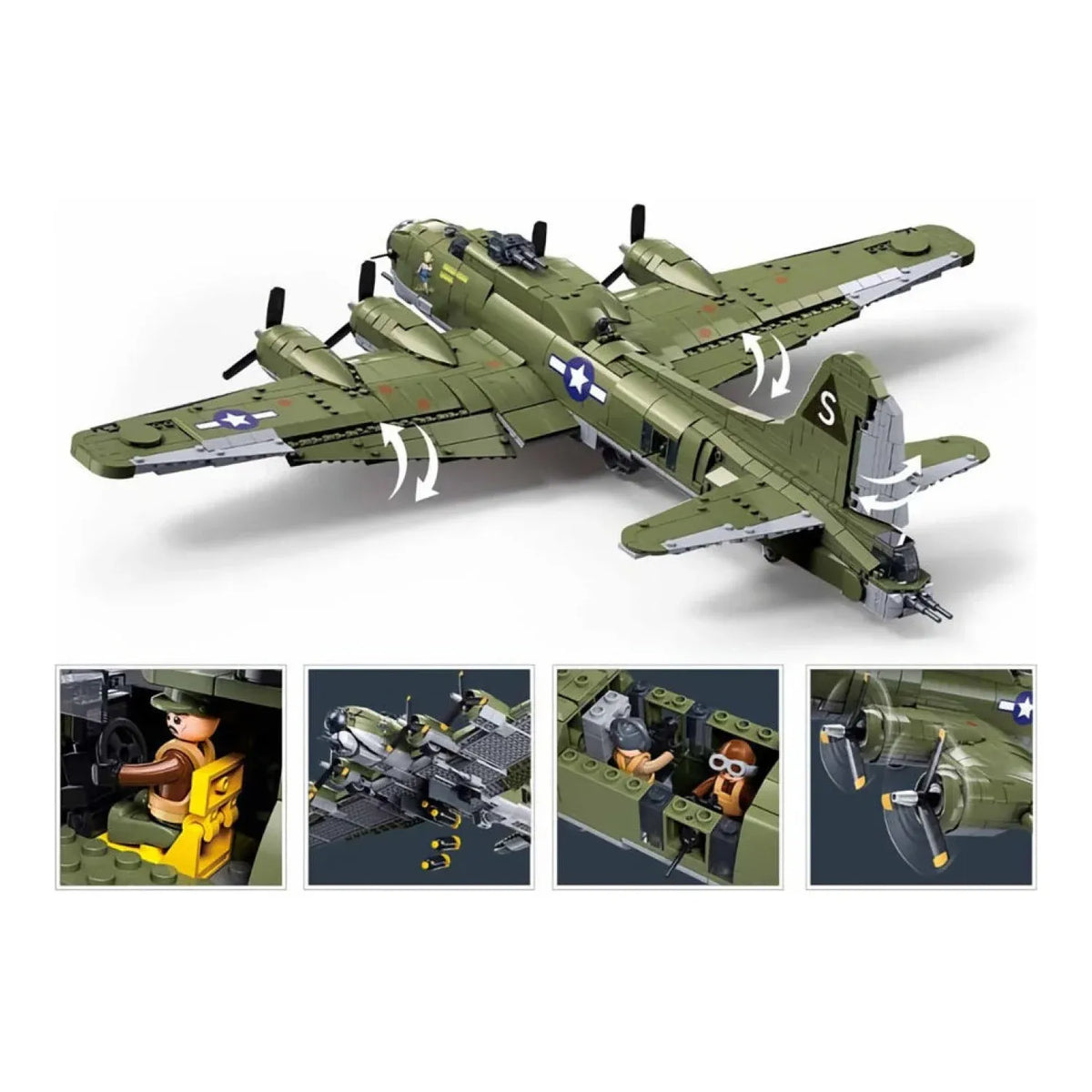 Sluban B1367 B17 Flying Fortress WWII military model kit for kids, featuring detailed building blocks and aircraft design.