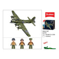 Sluban B1367 WWII B17 Flying Fortress model kit for kids, featuring military building blocks and detailed aircraft design.