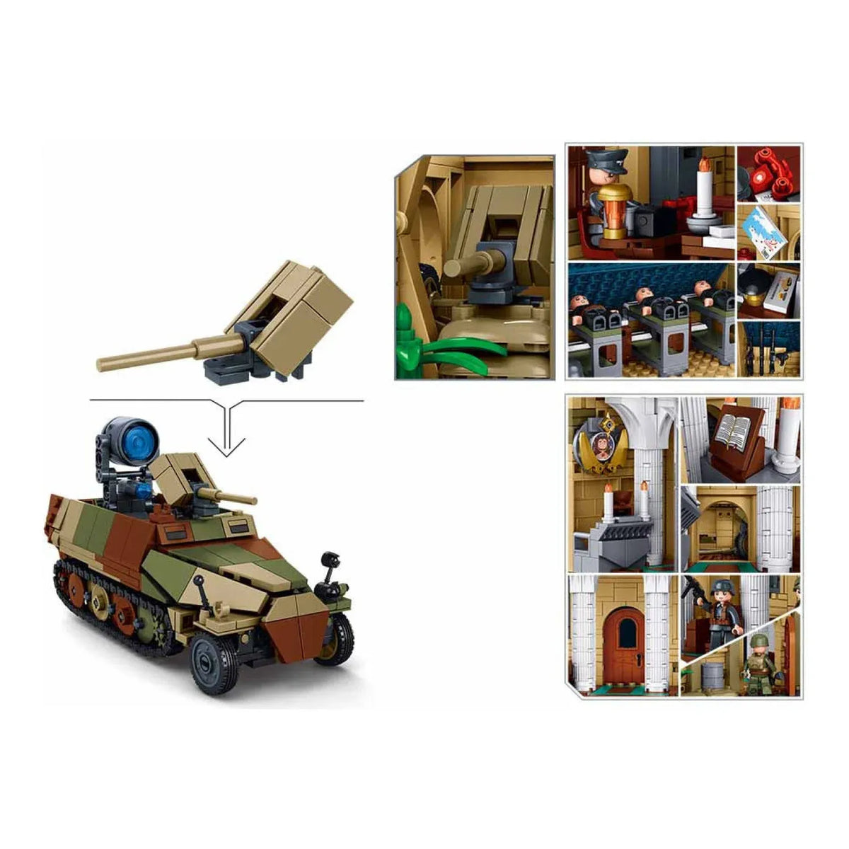 Sluban B1532 WWII Battle of Sainte Mère Église paratrooper model kit with building blocks, military toy for kids.