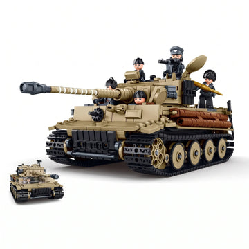 Sluban B1533 WWII Tiger I Tank model kit, 1:35 scale, German Panzer military construction blocks for kids' activity toy.