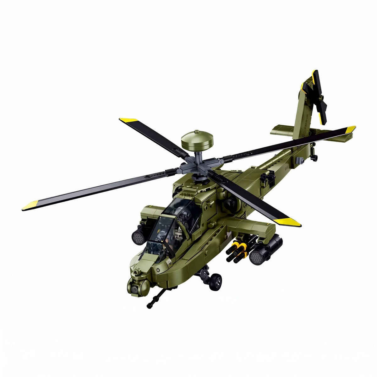 Sluban B1536 Apache Attack Helicopter model kit for kids, featuring army military chopper and gunship blocks for DIY building.
