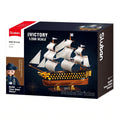 Sluban B1552 HMS Victory sailing battleship model kit, detailed navy warship construction toy for kids, DIY military vessel set.