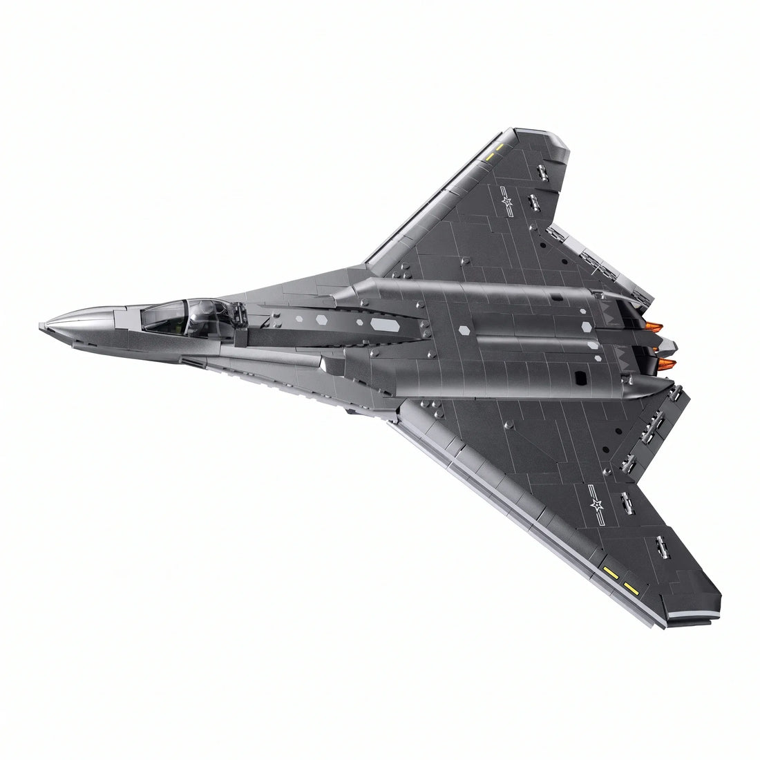 Sluban B1587 J50 Stealth Fighter Jet model kit for kids, featuring military air force design and building blocks toy.