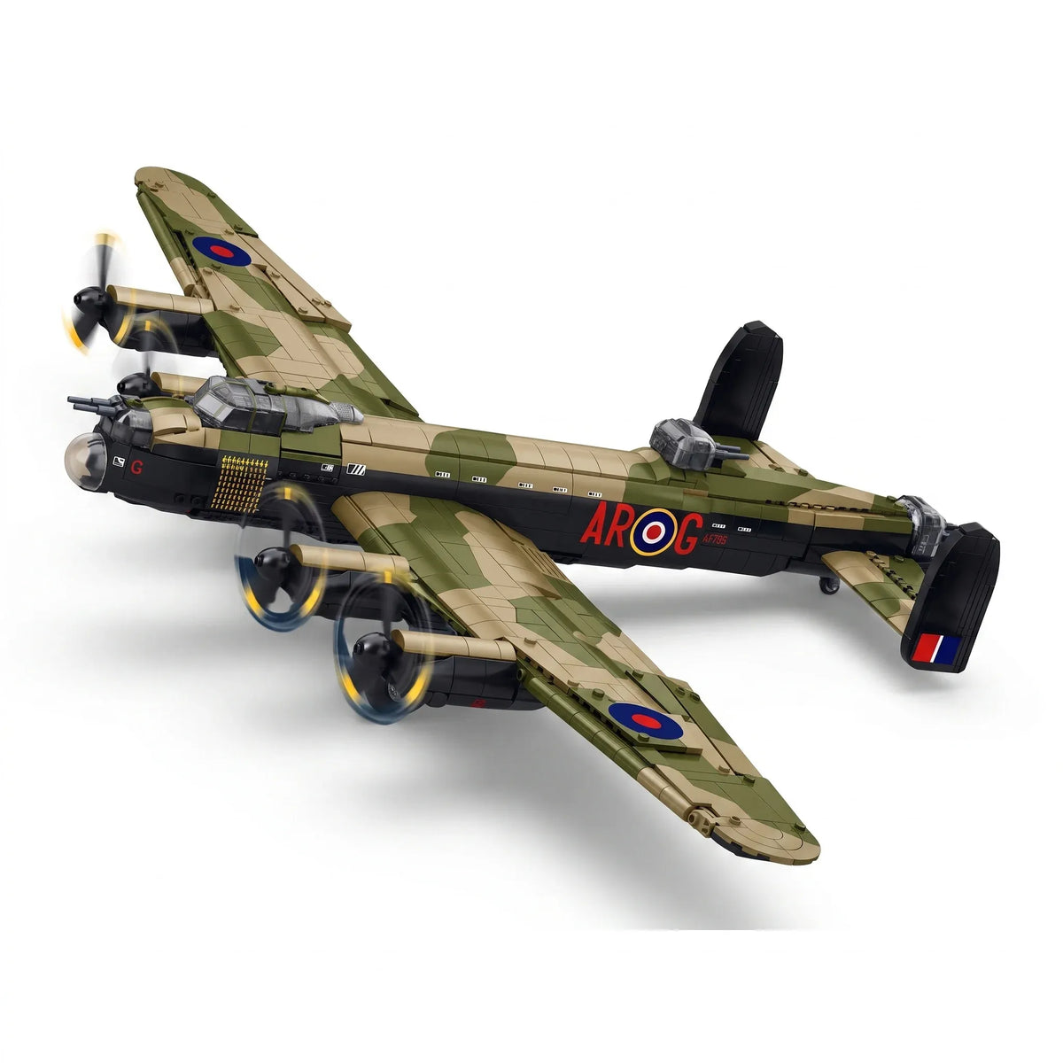 Sluban WWII Lancaster Bomber model kit for kids, military building blocks toy featuring RAAF Air Force plane, DIY aviation set