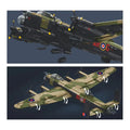 Sluban WWII Lancaster Bomber model kit for kids, detailed military plane building blocks, includes parts for DIY airplane toy.