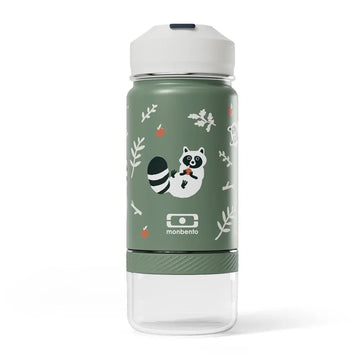 Monbento Twisty Kids Water Bottle with Snack Container- Racoon