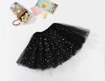 Sequin Tulle Tutu Skirt Ballet Kids Princess Dressup Party Baby Girls Dance Wear, Black, Kids