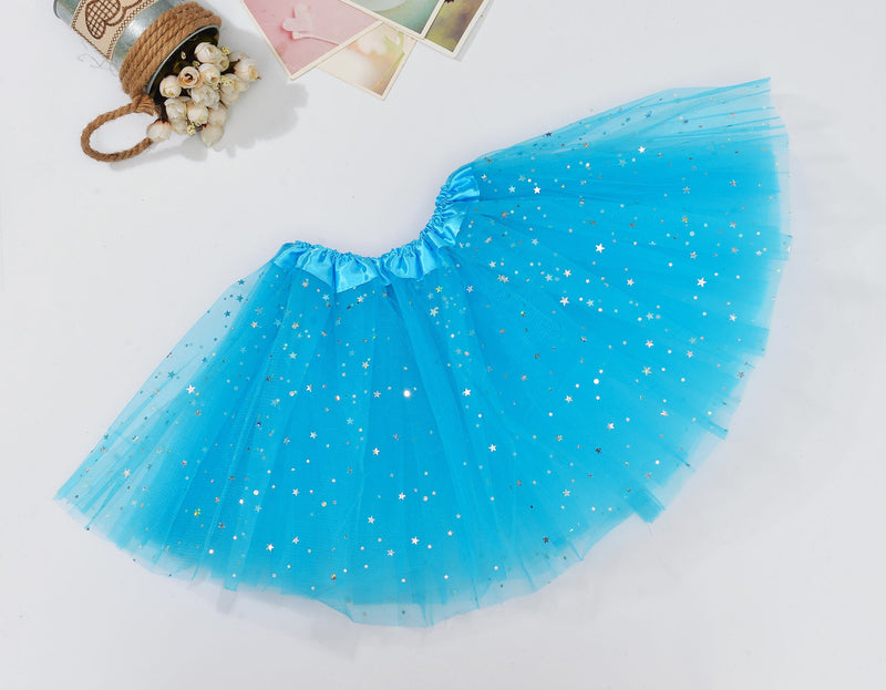 Sequin Tulle Tutu Skirt Ballet Kids Princess Dressup Party Baby Girls Dance Wear, Blue, Kids