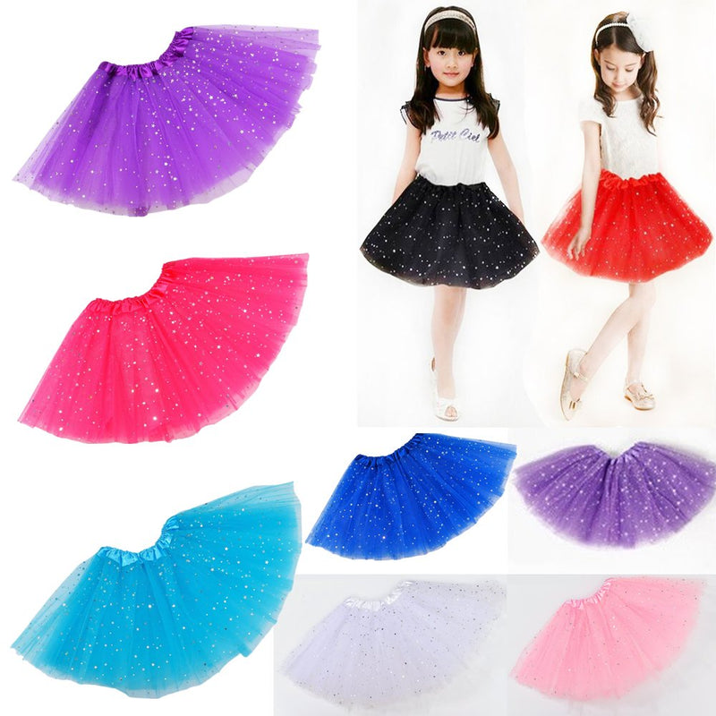 Sequin Tulle Tutu Skirt Ballet Kids Princess Dressup Party Baby Girls Dance Wear, White, Kids