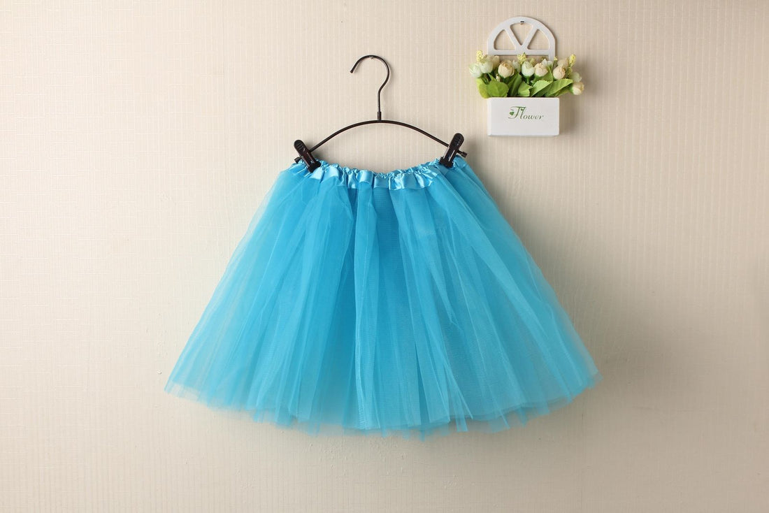 Blue adult tulle tutu skirt from Everything Baby, perfect for dance, costume, or party dress-up, featuring a fluffy ballet style.