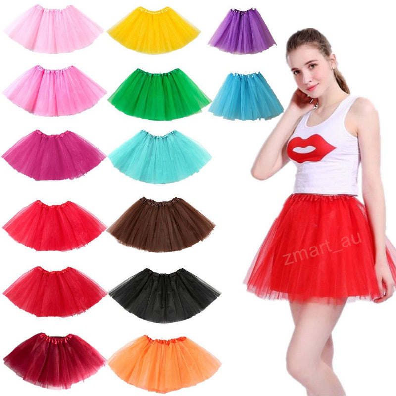 New Adults Tulle Tutu Skirt Dressup Party Costume Ballet Womens Girls Dance Wear, Hot Pink, Adults