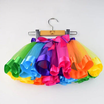 New Adults Tulle Tutu Skirt Dressup Party Costume Ballet Womens Girls Dance Wear, Rainbow_B, Kids