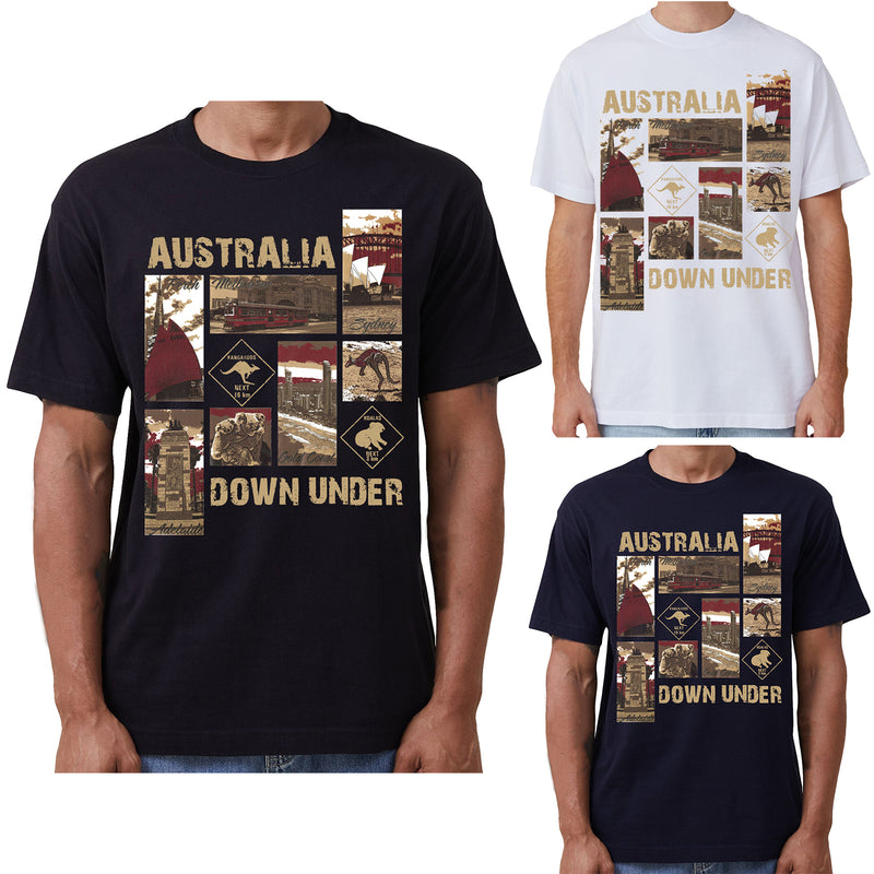 100% Cotton Australia Down Under Souvenir T-Shirt Unisex Adult Iconic Tee Top, Navy, XL