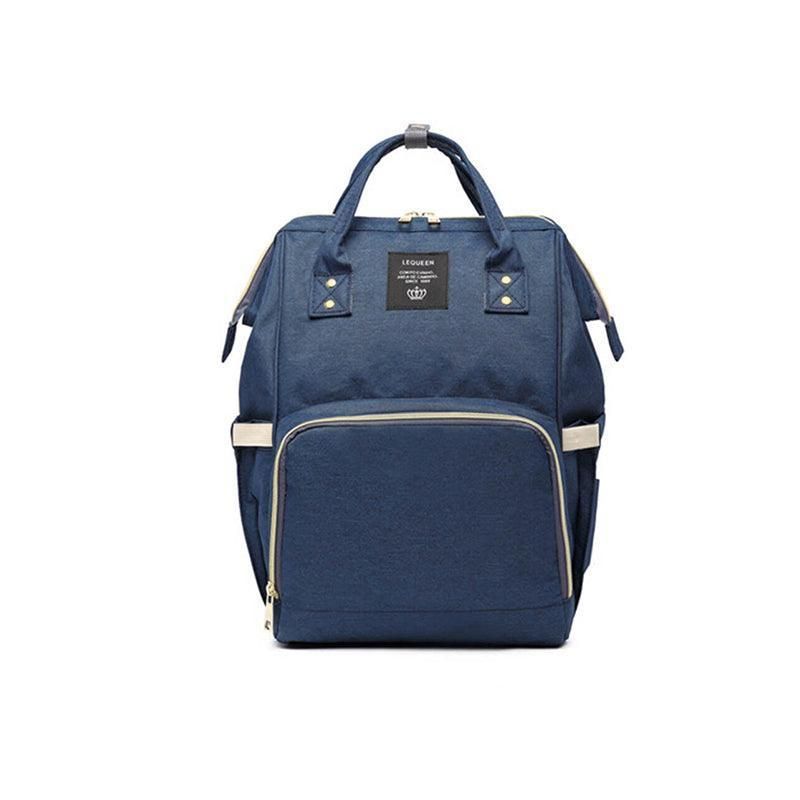 Navy luxury multifunctional diaper nappy backpack with baby changing accessories, designed for moms and dads.