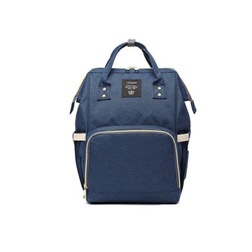Navy luxury multifunctional diaper nappy backpack with baby changing accessories, designed for moms and dads.
