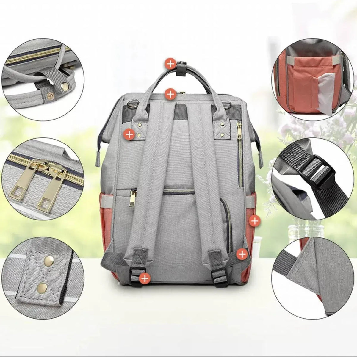 Luxury navy diaper nappy backpack by Everything Baby, multifunctional maternity bag with changing pad and multiple compartments.