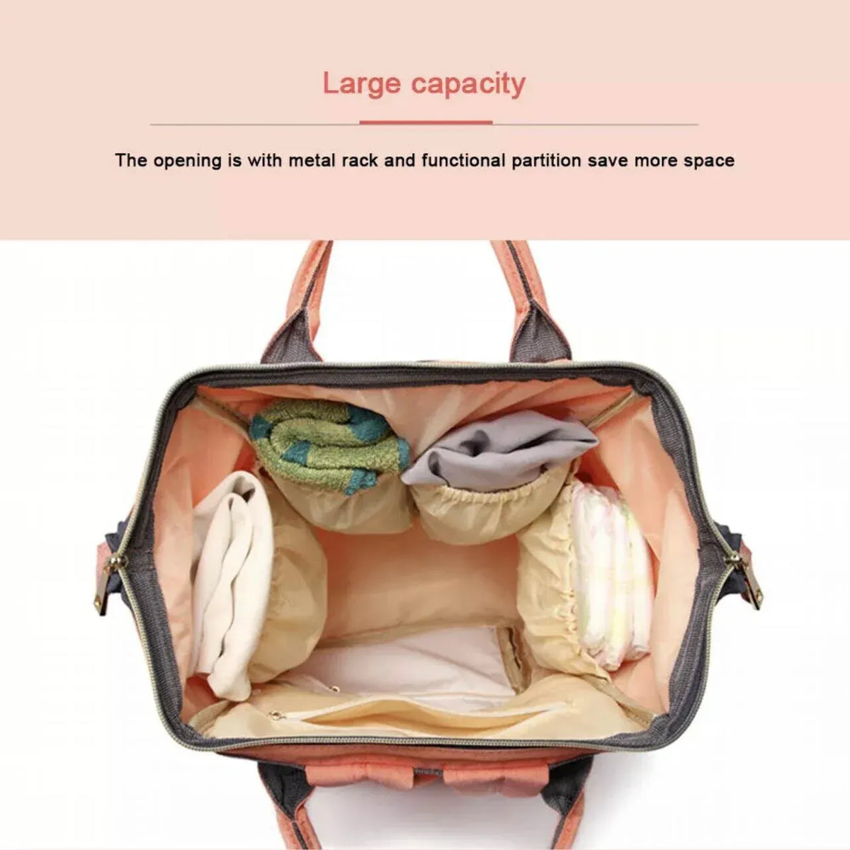 Luxury navy diaper nappy backpack by Everything Baby, multifunctional maternity and mummy changing bag with stroller attachment.