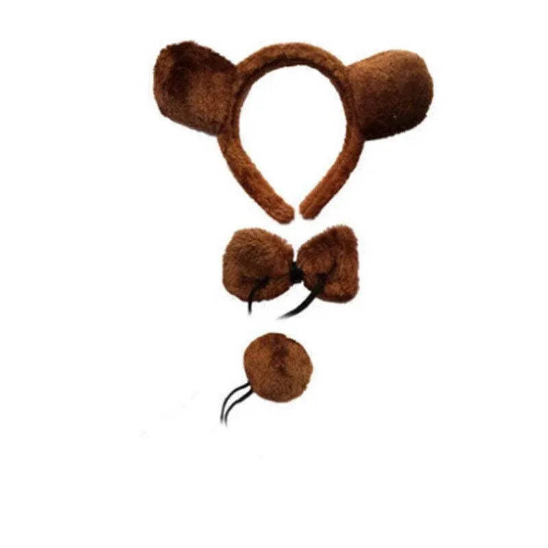 Baby bear costume dress-up set with ears, tail, and bowtie for pretend play and cosplay, perfect for kids' parties and role play.