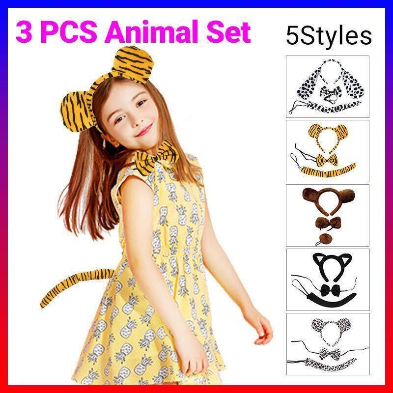 Baby and kids bear costume dress-up set with tail, bowtie, and ears for pretend play and cosplay by Everything Baby.